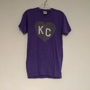 Charlie Hustle Purple T Shirt With Gray KC Heart Womens S